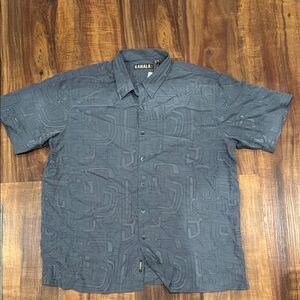Men's Charcoal Patterned Button Down Shirt